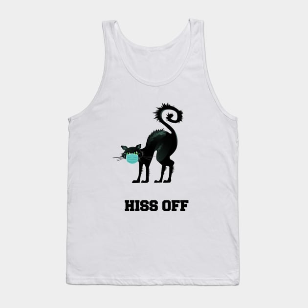 Hiss Off Black Cat with Face Mask Tank Top by AwesomeDesignArt